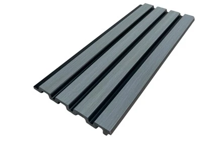 Panel Wal PS Llwyd o Ansawdd Uchel Cladin Wal Addurnol 3D Ffliwt Ar gyfer Dyluniad Mewnol Modern